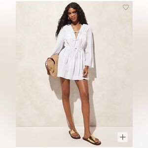 NWT Tiered tie-front dress in beach cotton